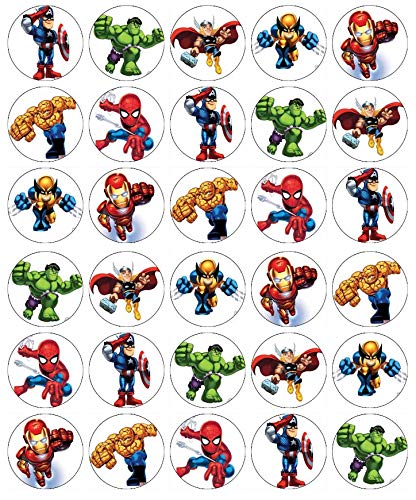 30 obleas comestibles para cupcakes de superhéroes de Marvel