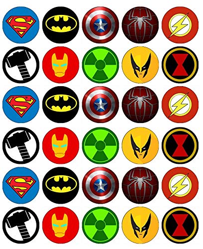 30 obleas comestibles para cupcakes, diseño de logotipos de superhéroes