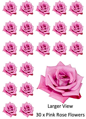 30 obleas comestibles para cupcakes, diseño de rosas, color rosa