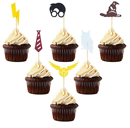 30 Pack Harry Potter Inspired Cupcake Toppers Harry Potter Wizard Fiesta de cumpleaños Decoraciones Suministros