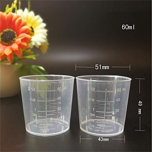 30 paquete de 60 ml taza de mezcla de plástico de medición vasos transparentes tazas graduó con Paquete 30 de agitación bares palos kit de mezcla de plástico para la mezcla de pintura de resina epoxi