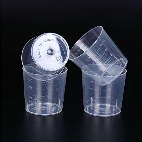 30 paquete de 60 ml taza de mezcla de plástico de medición vasos transparentes tazas graduó con Paquete 30 de agitación bares palos kit de mezcla de plástico para la mezcla de pintura de resina epoxi