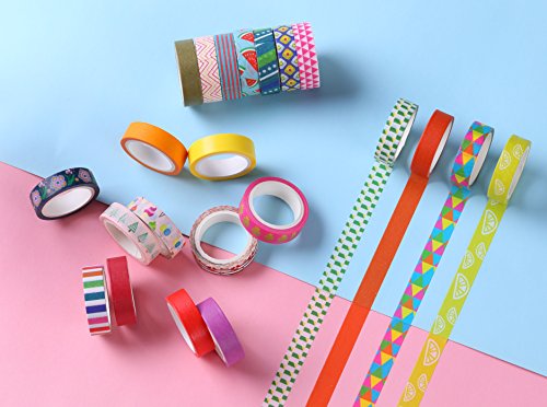 30 rollos de Washi Tape Set - 10 mm de ancho, diseño de estilo de flores de colores, cinta adhesiva decorativa para DIY Craft Scrapbooking envoltura de regalos