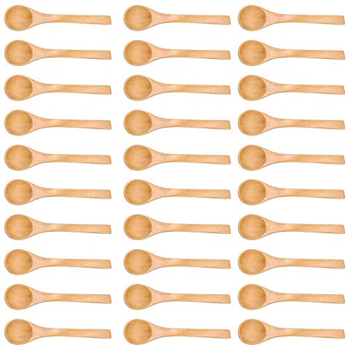 30 unids Mini Cuchara De Madera Hecha A Mano, Cucharas Helado Azúcar Miel Café Cucharillas para niños Pequeño