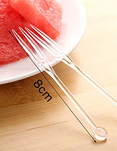 300 pinchos desechables para horquilla de fruta, 8 cm, hechos a mano, para fiesta, buffet, catering, comida 8 cm transparente