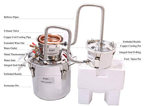 30L Kit de destilación de acero inoxidable,para la elaboración casera de vino, alcohol, cerveza o destilación de agua,puede ajustar una gran cantidad de gustos