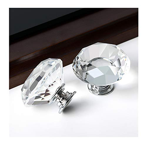 30mm Vintage Pomo de Cristal Diamante, NIAGUOJI 6 Piezas Pomos y Tiradores de Muebles, Pomos Comodas, Pomos de cristal acrílico transparente con corte de diamante