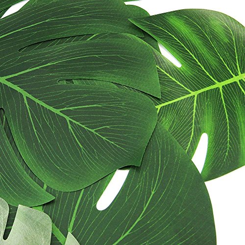30Piezas Hoja verde planta HTINAC, Suave Hojas Tropicales Decoración de la Tienda de la Fiesta en Casa de Monstera para Playa Fiesta Temática/Fiesta de Hawaii