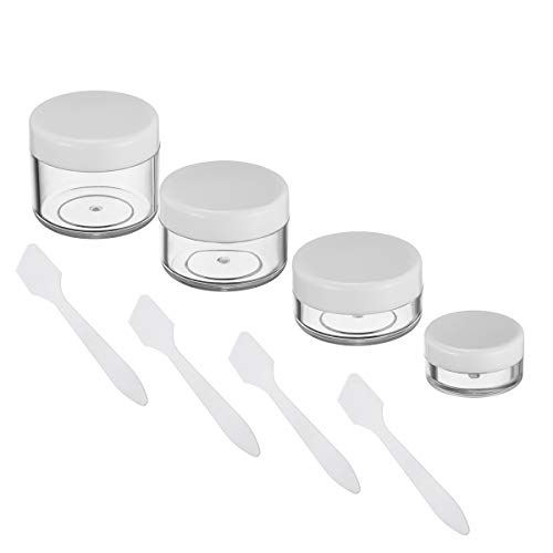 31 Piezas Tarros de Plástico Viaje Envases de Cosméticos Vacías con Tapas de Tornillo para Crema, Muestra, Polvo, Almacenamiento de Maquillaje (5g, 10g, 15g, 20g) Blanco