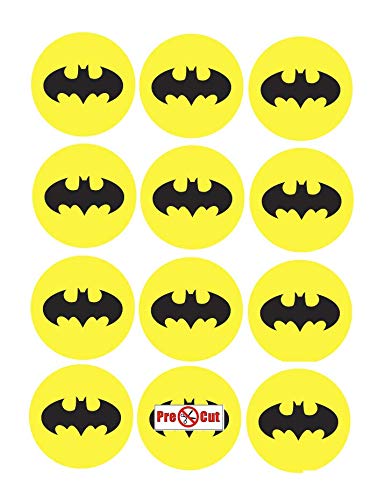 35 x Pre Cut Logo de Batman para tartas, cupcakes/decoraciones comestibles Wafer Papel