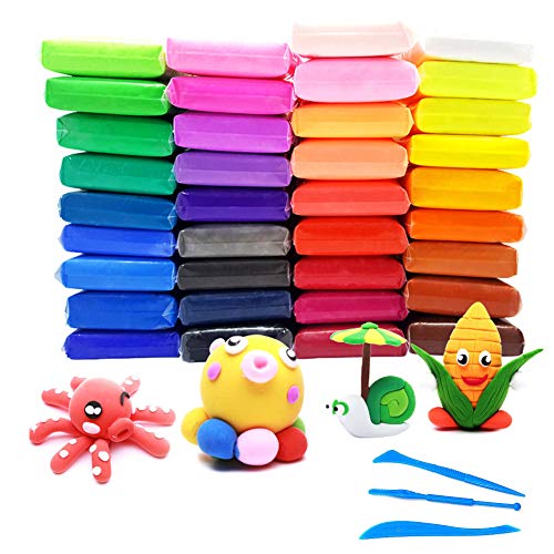 36 Colores Air Dry Clay, Arcilla de Modelado Ultraligero Magic Modeling Clay Plasticine, Arcilla y Masa de Modelado no tóxico, Arte Creativo DIY Crafts Regalo para niños