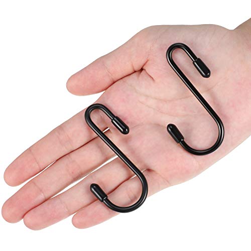 36 Piezas Ganchos en Forma de S de 2,4 Pulgadas Colgando Ganchos de Suspensión de S Resistente para Cocina, Baño, Dormitorio, Oficina, Sartén, Abrigo, Bolsa, Plantas (Negro)