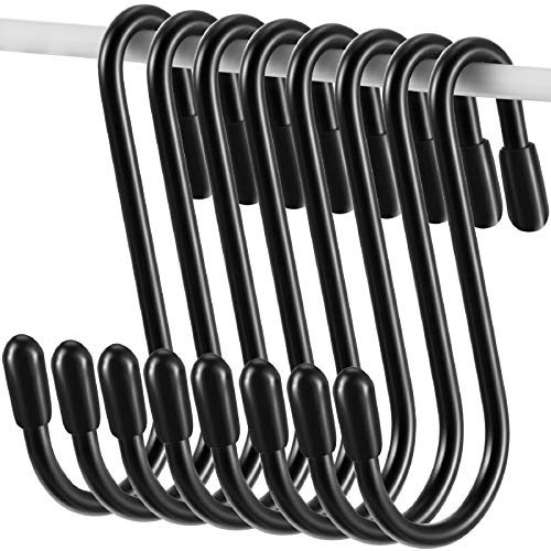 36 Piezas Ganchos en Forma de S de 2,4 Pulgadas Colgando Ganchos de Suspensión de S Resistente para Cocina, Baño, Dormitorio, Oficina, Sartén, Abrigo, Bolsa, Plantas (Negro)