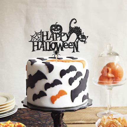 37 piezas de decoración para tarta de Halloween con forma de bruja fantasma murciélago, calabaza, araña, gato, negro, magdalenas, decoración para fiestas de Halloween