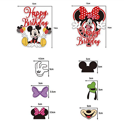 37 Piezas Decoraciones de Cumpleaños de Mickey Mouse, Artículos para la Fiesta de Minnie Mouse, Pancarta de Feliz Cumpleaños, Globos y Adornos para Tartas, para Cumpleaños, Fiesta, Baby Shower