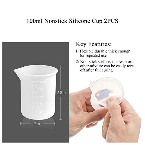 39 Pz Vasos Medidores de Silicona,Tazas de mezcla de silicona, Vasos de Mezcla de Resina Epoxi, Molde Silicona de Herramienta, Herramienta de Fabricación de Joyas de Silicona para Hacer DIY