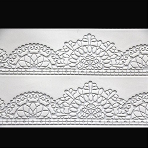 39.8x20cm Blanco Antiadherente Fondant Silicona Encaje Horneado Felpudo Estampado Floral Silicona Molde Almohadilla para Decoración de Tartas Pastelería Herramientas, Fuente de Horno Molde