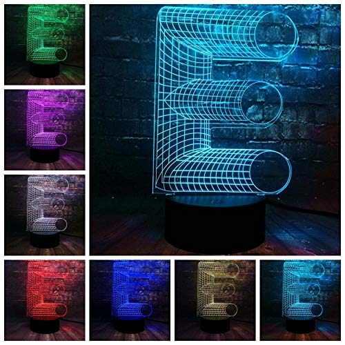 3D Lámpara óptico Illusions LED Lámpara De Mesa Letra E Luces De Noche Para Niños Decoración Tabla Lámpara de Escritorio 7 Colores Cambio de Botón Táctil y Cable USB