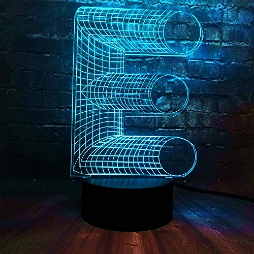 3D Lámpara óptico Illusions LED Lámpara De Mesa Letra E Luces De Noche Para Niños Decoración Tabla Lámpara de Escritorio 7 Colores Cambio de Botón Táctil y Cable USB