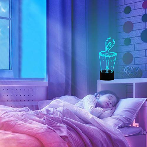 3D Lámpara óptico Illusions Luz Nocturna, EASEHOME LED Lámpara de Mesa Luces de Noche para Niños Decoración Tabla Lámpara de Escritorio 7 Colores Cambio de Botón Táctil y Cable USB, Caballo