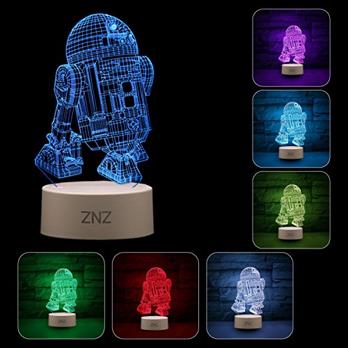 3D LED Star Wars Luz de noche, Lámpara de ilusión Death Star + R2-D2 + Millennium Falcon, Tres patrones y 16 colores Lámpara de decoración Cambio - Regalo perfectos para niño - 3 paquete