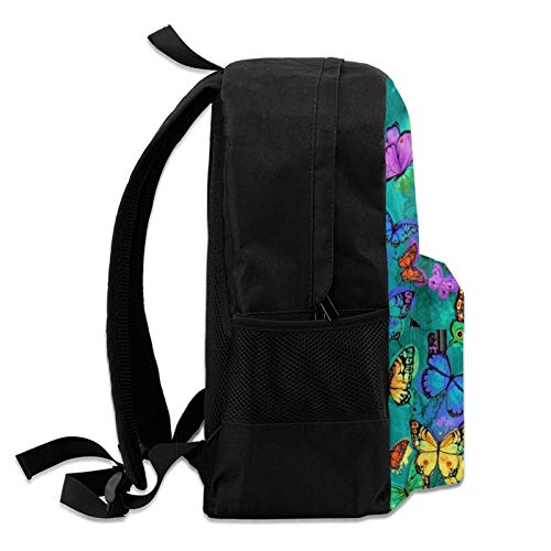 3d Rainbow Mariposas En Turquesa Casual Mochila Daypacks Bookbag Para Mujeres Hombres Niños