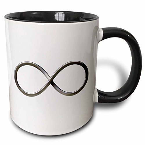 3dRose 24235_4"Infinity Symbol sobre fondo blanco, taza negra de dos tonos, 11 oz, multicolor