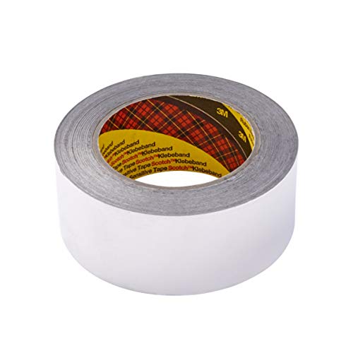 3M 1436 Rollo de cinta adhesiva de aluminio, resistente a llamas y altas temperaturas, 50 mm x 50 m, plata