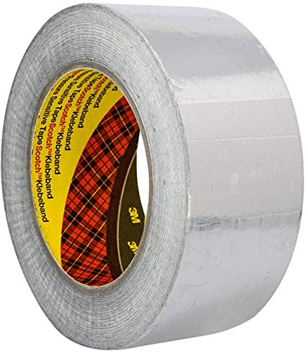 3M 1436 Rollo de cinta adhesiva de aluminio, resistente a llamas y altas temperaturas, 50 mm x 50 m, plata