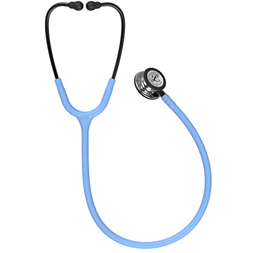 3M Littmann Classic III - Fonendoscopio para monitorización, campana de acabado en espejo, tubo azul cielo y vástago y auricular color gris humo, 68.5 cm, 5959