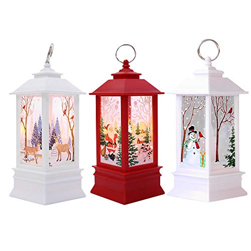 3PC Adornos Navidad Originales Rusticos con Luz LED Velas Decoracion para Mesa Casa