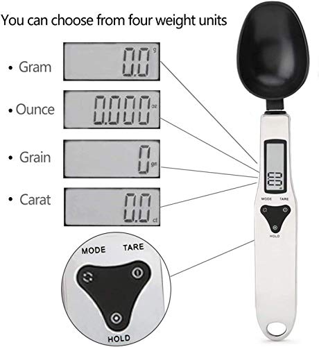 3T6B Báscula Digital para Alimentos, Cuchara de Medición Electrónica, Cuchara de Pesaje de Cocina con Pantalla LCD para Cocinar, Hornear, Harina, Especias, Medicina