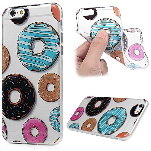 3x Funda iPhone 6s, iPhone 6 Carcasa Silicona Gel Case Ultra Delgado TPU Goma Flexible [Proceso IMD] No se descolora Anti-scrach Cover para iPhone 6/6s - Donuts + Corazones + Unicornio