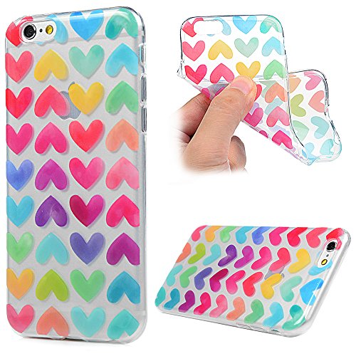 3x Funda iPhone 6s, iPhone 6 Carcasa Silicona Gel Case Ultra Delgado TPU Goma Flexible [Proceso IMD] No se descolora Anti-scrach Cover para iPhone 6/6s - Donuts + Corazones + Unicornio