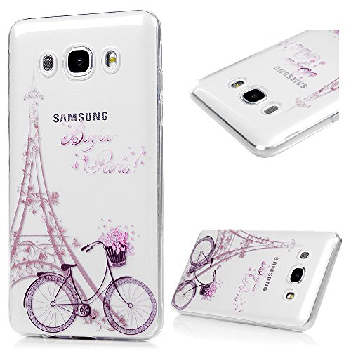 3X Funda para Samsung Galaxy J5(2016), J510 Carcasa Silicona Gel Case Ultra Delgado TPU Goma Flexible Cover para Samsung Galaxy J5(2016)/J510 - Chica + Bici + Diente De León