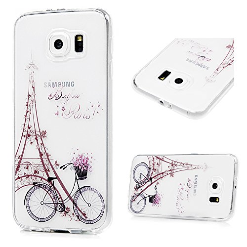 3X Funda para Samsung Galaxy S6, Carcasa Silicona Gel Case Ultra Delgado TPU Goma Flexible Cover para Samsung Galaxy S6 - Chica + Bici + Diente De León