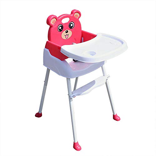 4 en 1 Trona para Bebés Niños Portatil silla alta ajustable con bandeja para Comer Seguro,Combinación de Mesa y Asiento,Rosa