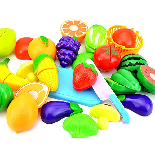 4 frutas/verduras + 1 Tabla de cortar + 1Fruit hortalizas, alimentos Juego de corte de papel reutilizable juegos de simulación de cocina para niños Juguetes