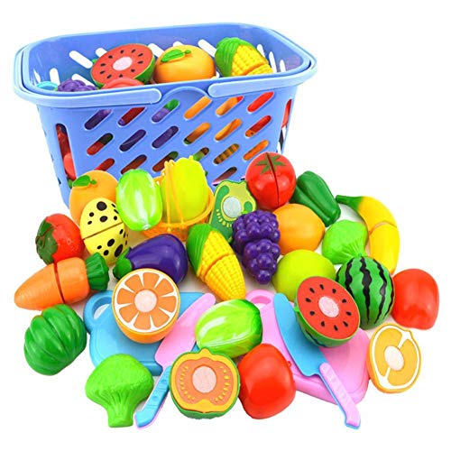 4 frutas/verduras + 1 Tabla de cortar + 1Fruit hortalizas, alimentos Juego de corte de papel reutilizable juegos de simulación de cocina para niños Juguetes