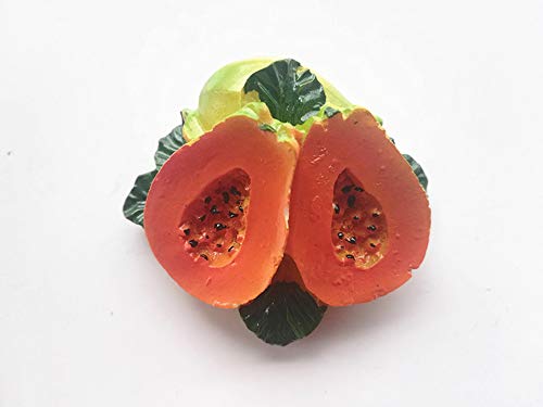 4 imanes de nevera 3D de frutas realistas, incluyendo manzana, sandía, lichi, papaya, decoración de hogar y cocina (4 imanes)