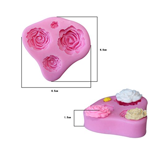 4 moldes de silicona, en 3D, con forma de rosas, para moldear fondant, utensilios de cocina para esculpir, modelar y decorar pasteles.