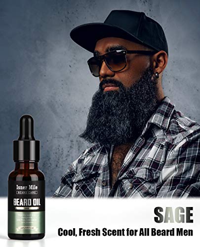 4 Paquetes Aceite Barba, Kit Acondicionador Sin Enjuague, Madera de Cedro, Sándalo, Salvia, Naranja Dulce Para Hombres Bigotes Crecimiento, Suavidad, Hidratación, Regalos Perfectos Para Papá