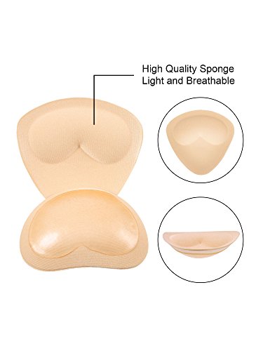 4 Pares de Almohadillas de Sujetador Autoadhesivas Insertos Desmontable Push Up Rellenos de Pecho para Bikini, 2 Formas (Beige)