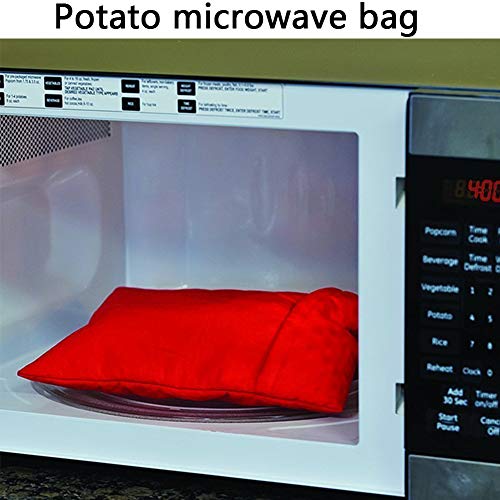 4 PCS Bolsa para Patatas en Microondas, Lavable Reutilizable Bolsa de Patata de Microondas Bolsa de Cocina Perfecto Patatas Sólo en 4 Minutos (Rojo, 24x 19 x 2 cm)
