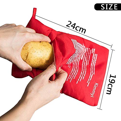 4 PCS Bolsa para Patatas en Microondas, Lavable Reutilizable Bolsa de Patata de Microondas Bolsa de Cocina Perfecto Patatas Sólo en 4 Minutos (Rojo, 24x 19 x 2 cm)