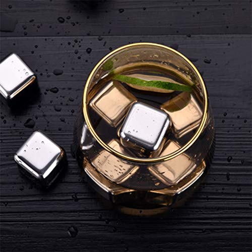 4 PCS Cubitos de Hielo Reutilizables de Acero Inoxidable, Piedra de Whisky, Set de Regalo con Pinzas de Piedra de Hielo para Enfriar Rápidamente Whisky, Vino, Ginebra, Tónico y Cócteles