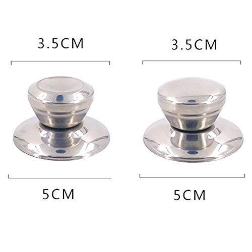 4 Pcs Pomo de acero inoxidable para tapa de olla, Universal para mango tapa de repuesto Mango tapa de olla tapa de cristal Asa Pomo, Mango de Perilla para Tapas de Ollas y Salsas, 2 estilos