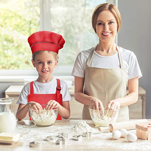 4 Piezas Blanco Niños Delantal y Gorro de Cocinero, Infantil Delantal con 2 Bolsillos para Niñas, Ajustable Niñito Delantales de Cocina Chef para Cocinar Hornear Pintura Artesanía (7-13 Años)