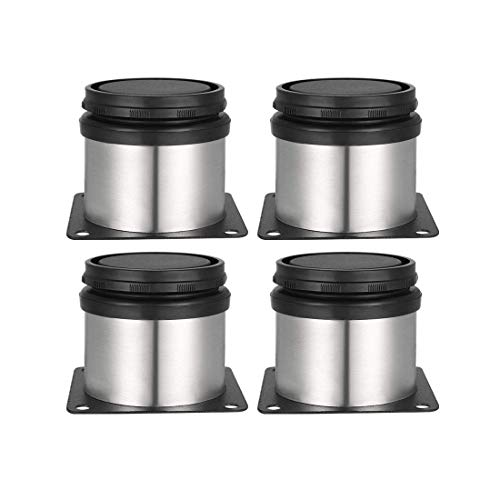 4 piezas Pies ajustables, Pies de gabinete de 50 mm de altura, patas de mesa, patas de muebles, acero inoxidable cepillado, altura ajustable de 0-15 cm, vienen con tornillos de acero inoxidable