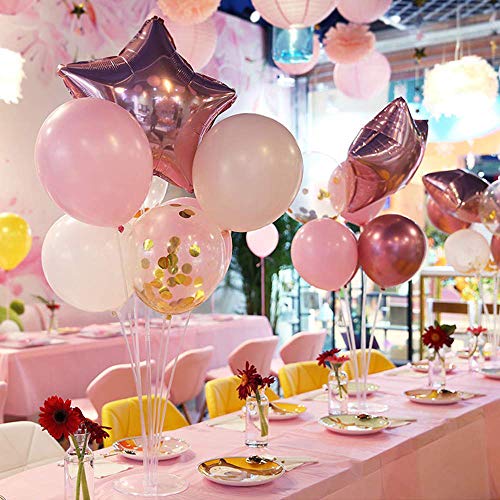 4 Piezas Soporte Globos, Palos Plástico Transparente para Palos Globos, Soporte Escritorio Mesa Decoración Fiesta Globos, para Fiesta Cumpleaños Evento Fiesta Bodas